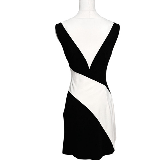 Karen Millen Black White Color Block Ponte Roma Bodycon Sleeveless Dress Size 6 - Picture 7 of 10